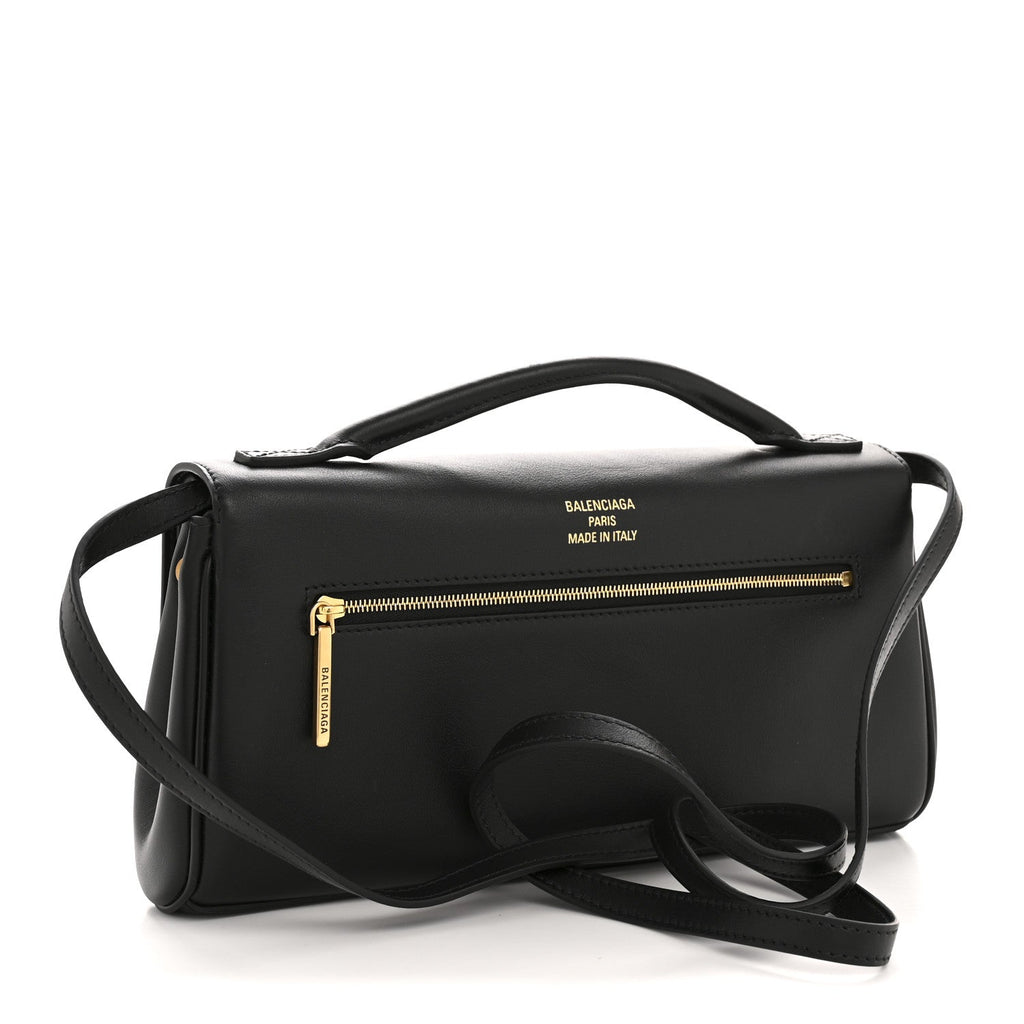 Smooth Calfskin Small Bel Air Clutch On Strap Black