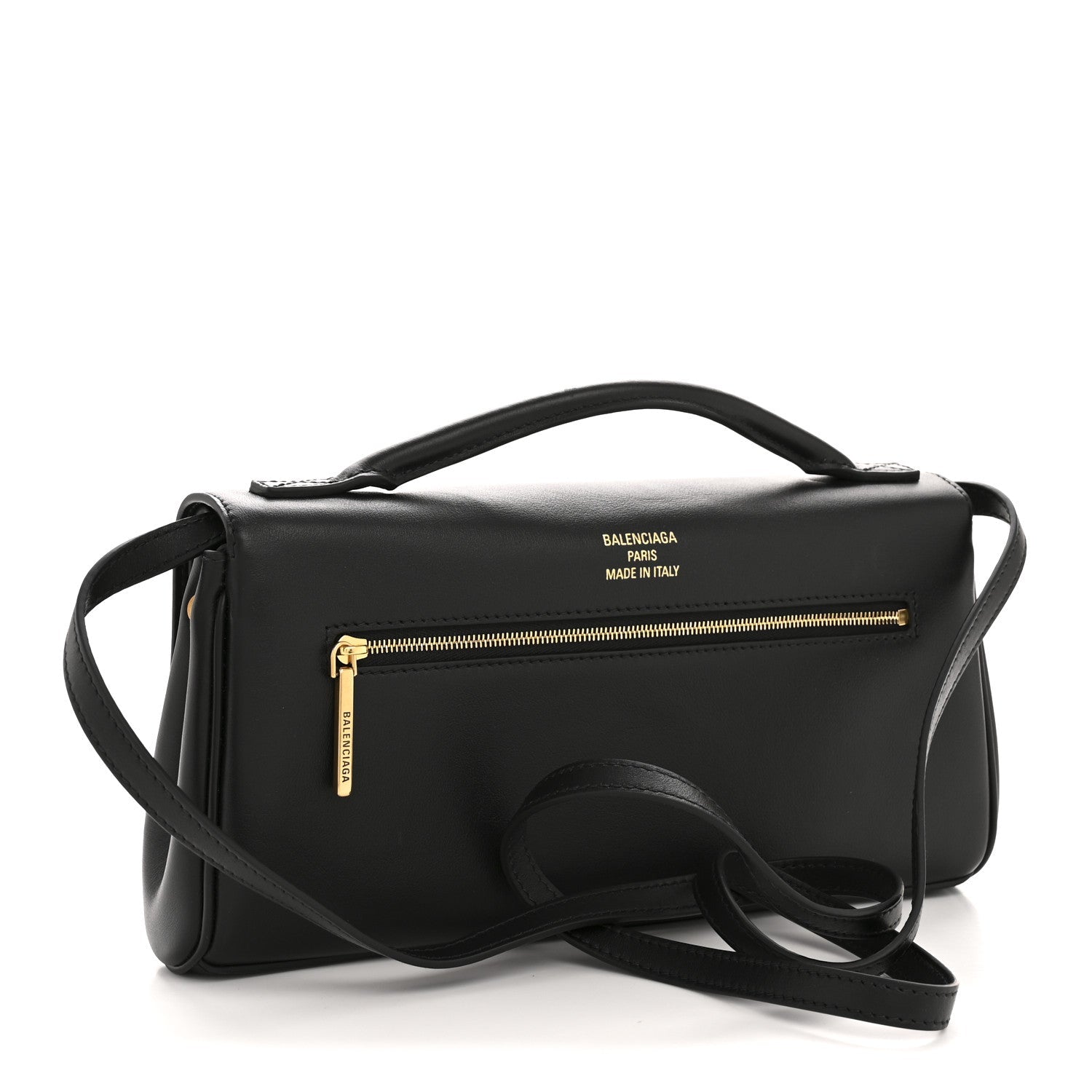 Smooth Calfskin Small Bel Air Clutch On Strap Black