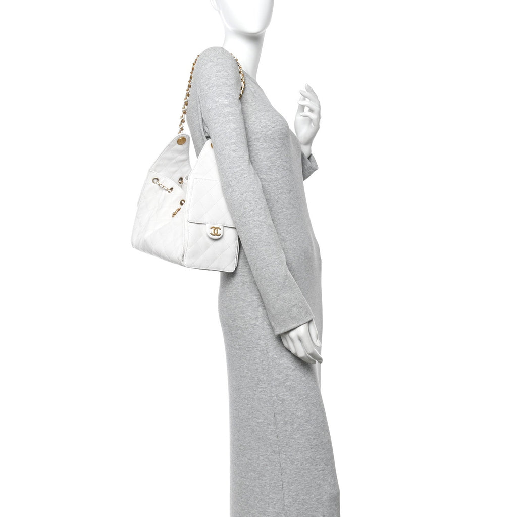 Caviar Quilted Small Chanel 25 Handbag White