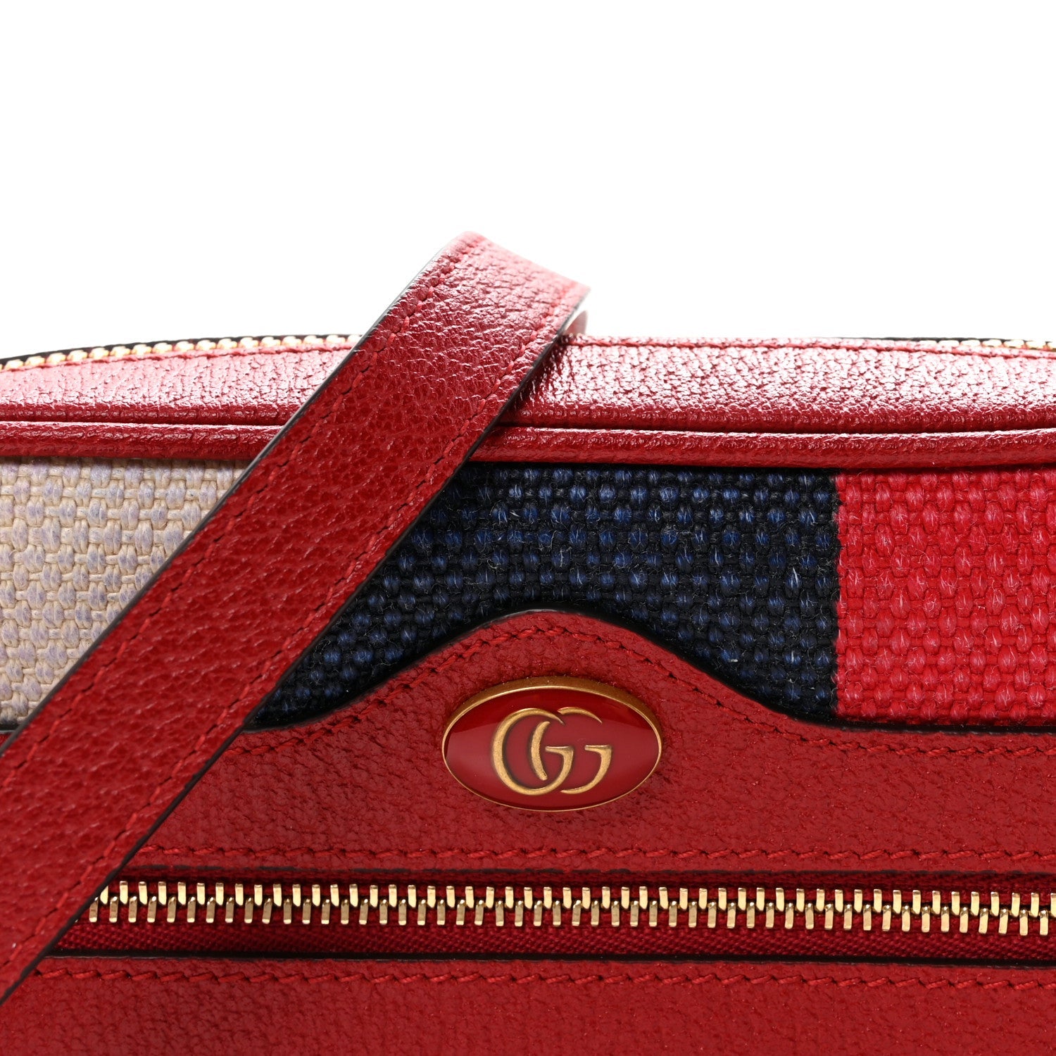 Canvas Sylvie Stripe Mini Ophidia Camera Bag Mystic White Hibiscus Red Maritime