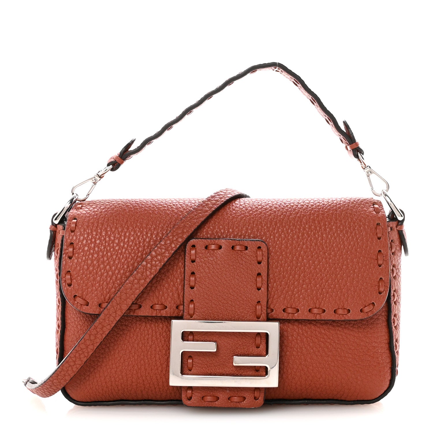 Cuoio Romano Selleria Macro Stitchings Mini Baguette Sienna