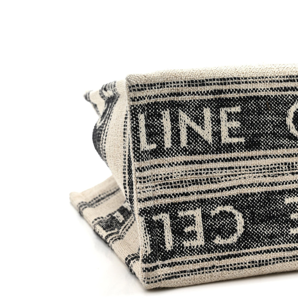 Jacquard Striped Large Cabas Thais White Black