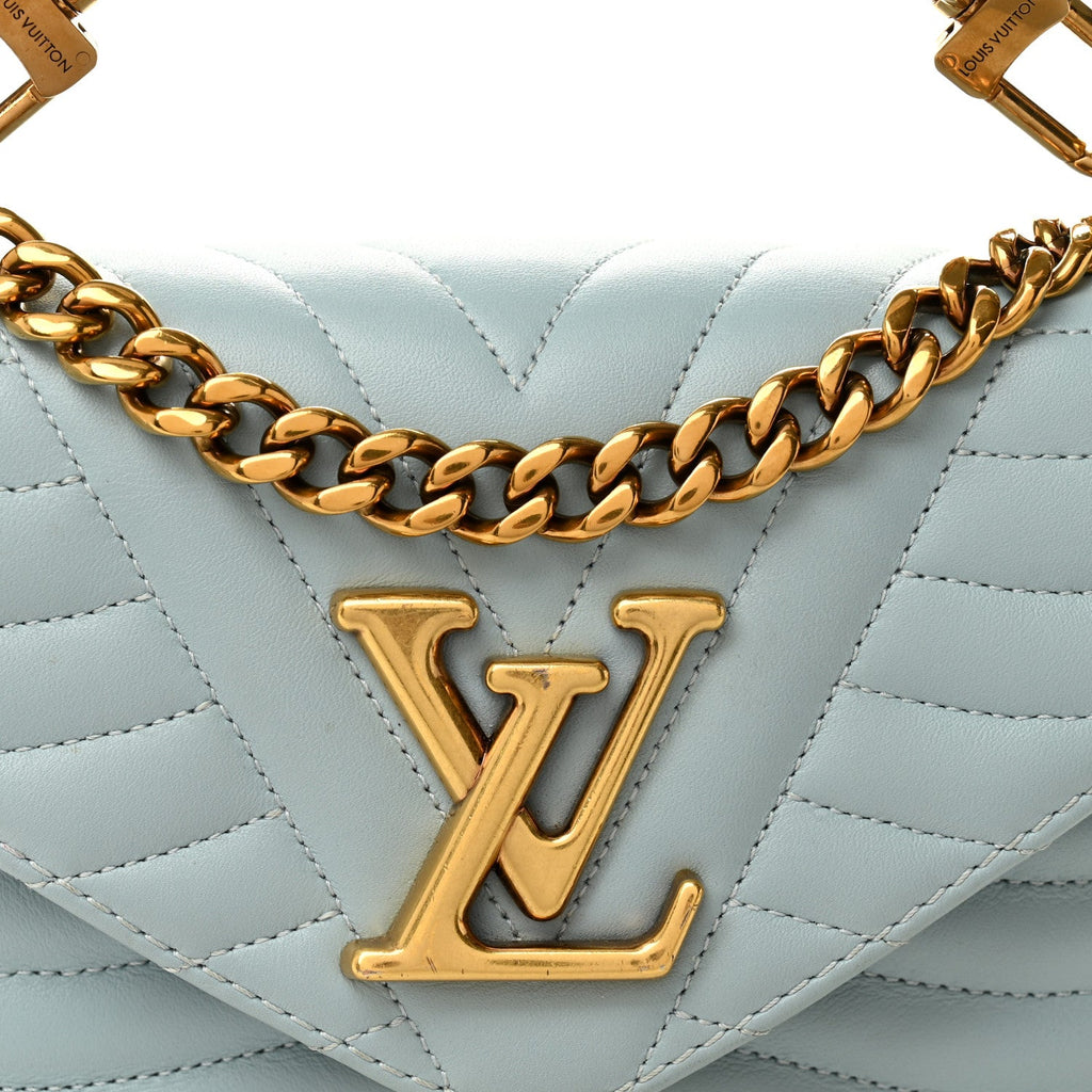 Calfskin New Wave Chain PM Porcelain Blue