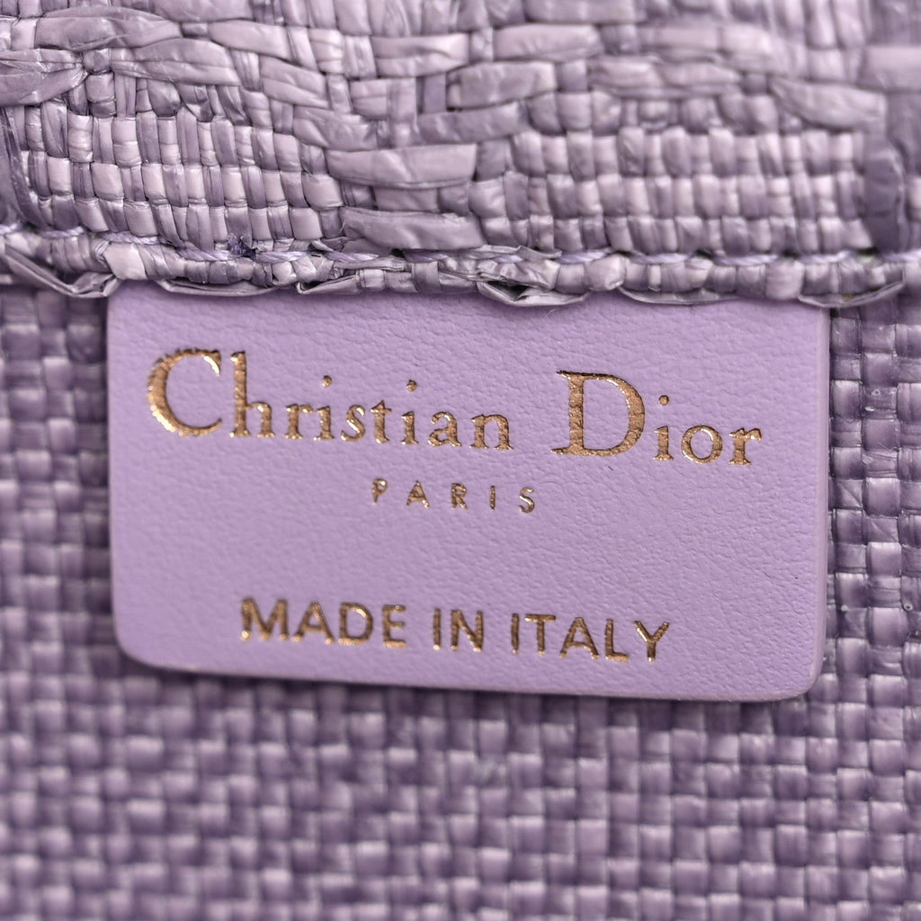 Raffia Cannage Medium Book Tote Lilac