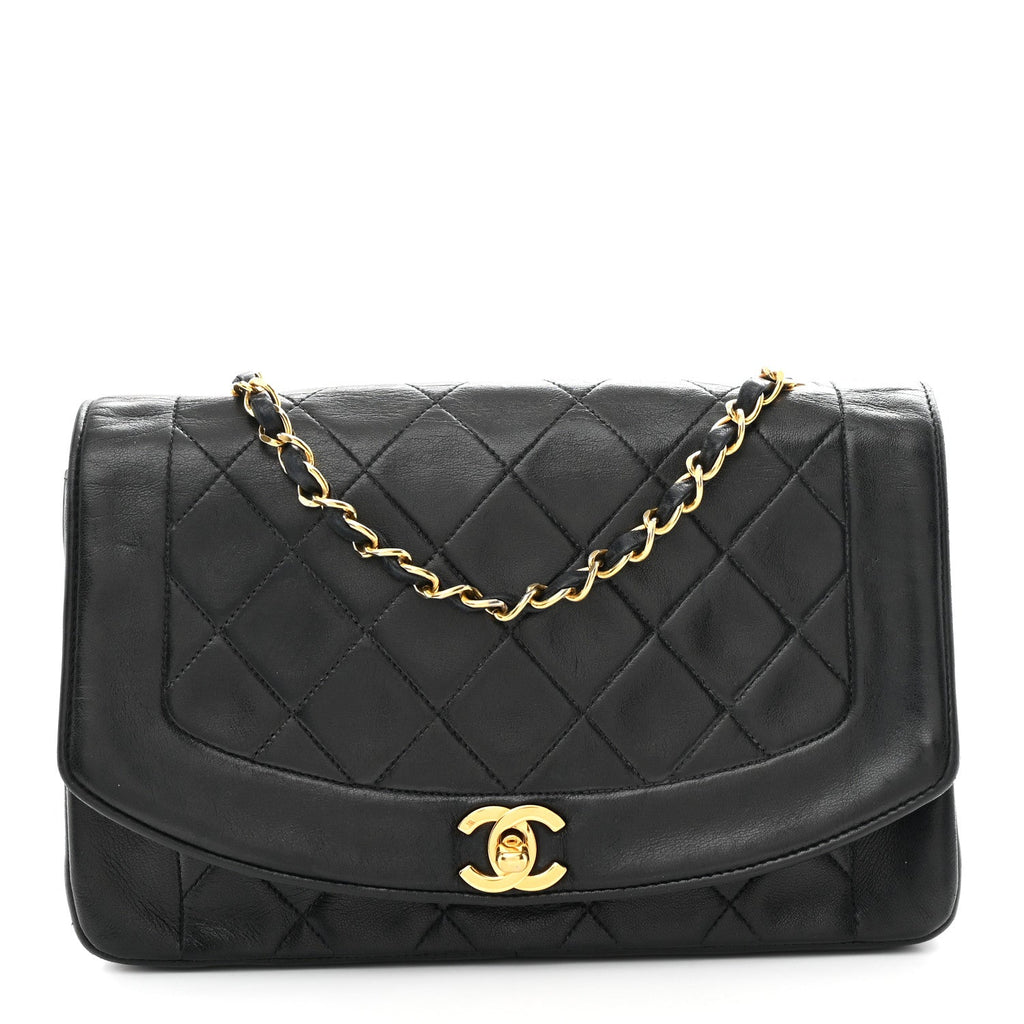Lambskin Quilted Medium Single Flap Black