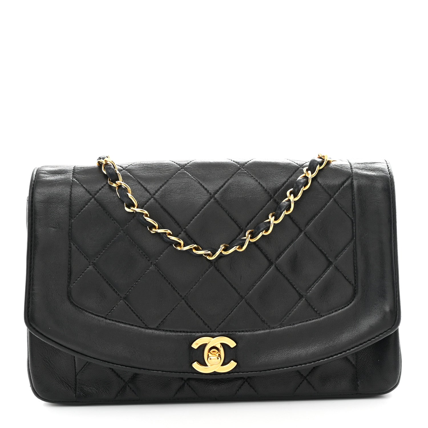 Lambskin Quilted Medium Single Flap Black