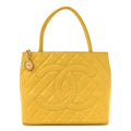 Caviar Quilted Medallion Tote Yellow