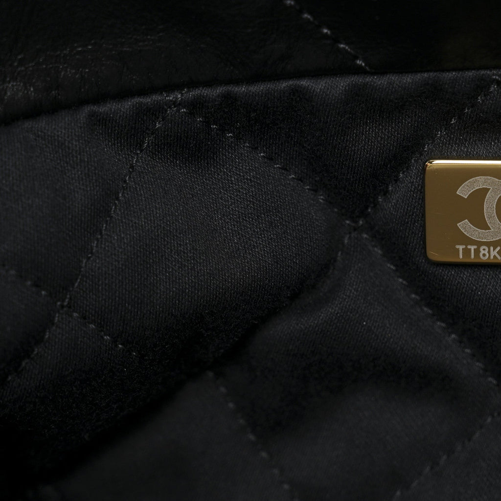Shiny Calfskin Quilted Small Chanel 22 Black