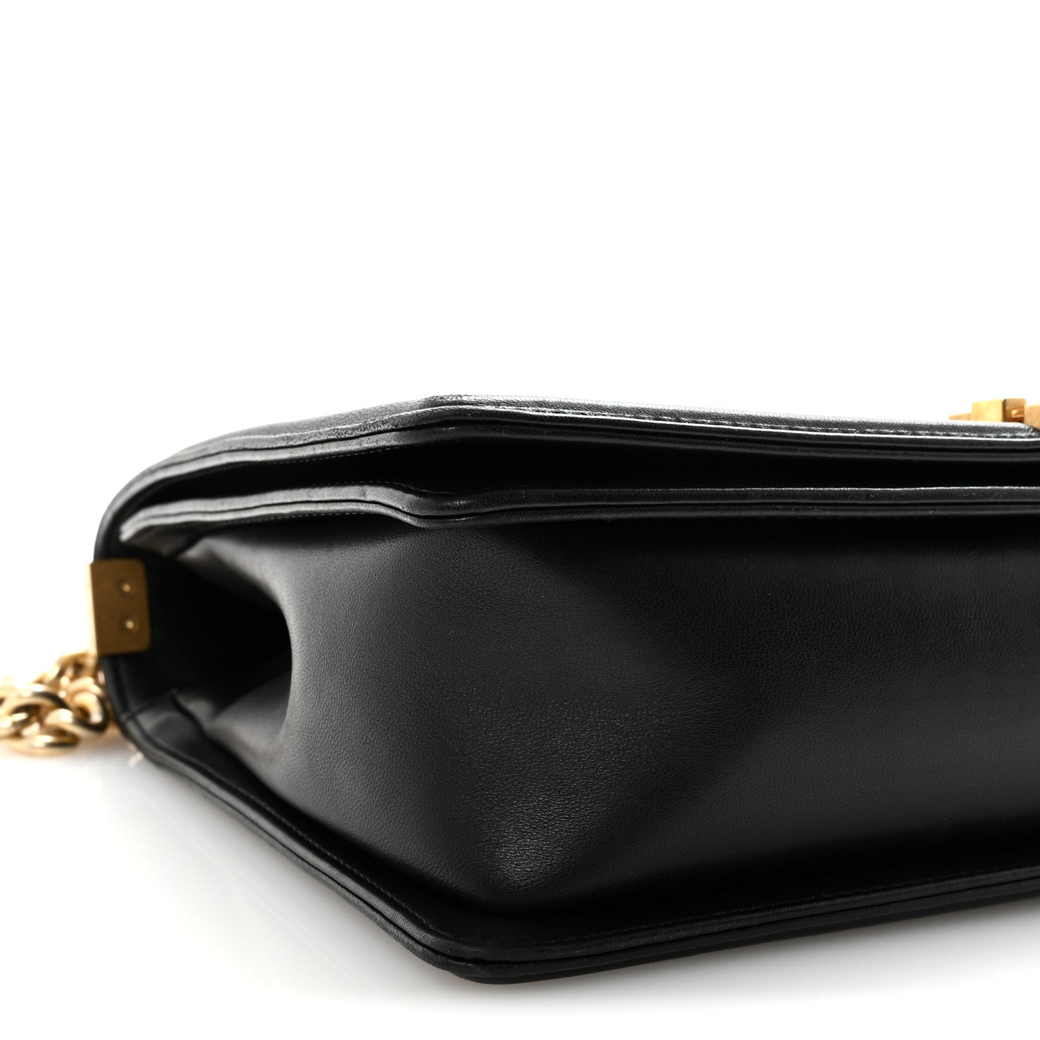 Lambskin Quilted Large Boy Flap Black