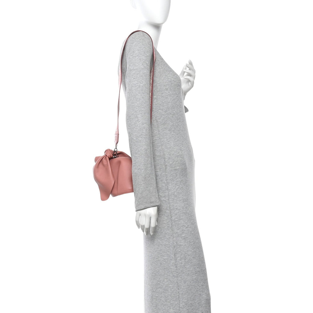 Calfskin Shearling Small Bunny Shoulder Bag Peach Bloom
