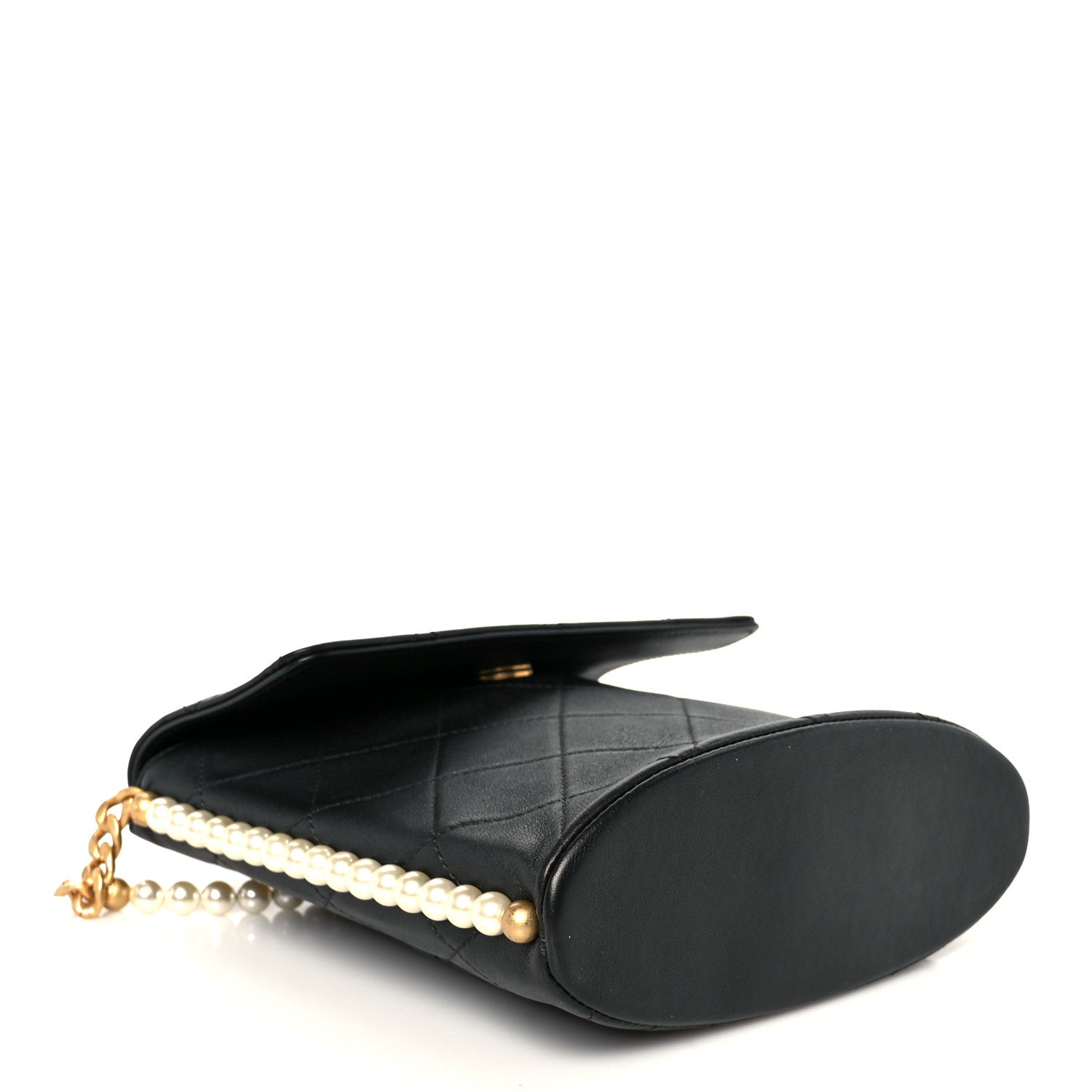Calfskin Quilted Pearl Small About Pearls Hobo Bag Black