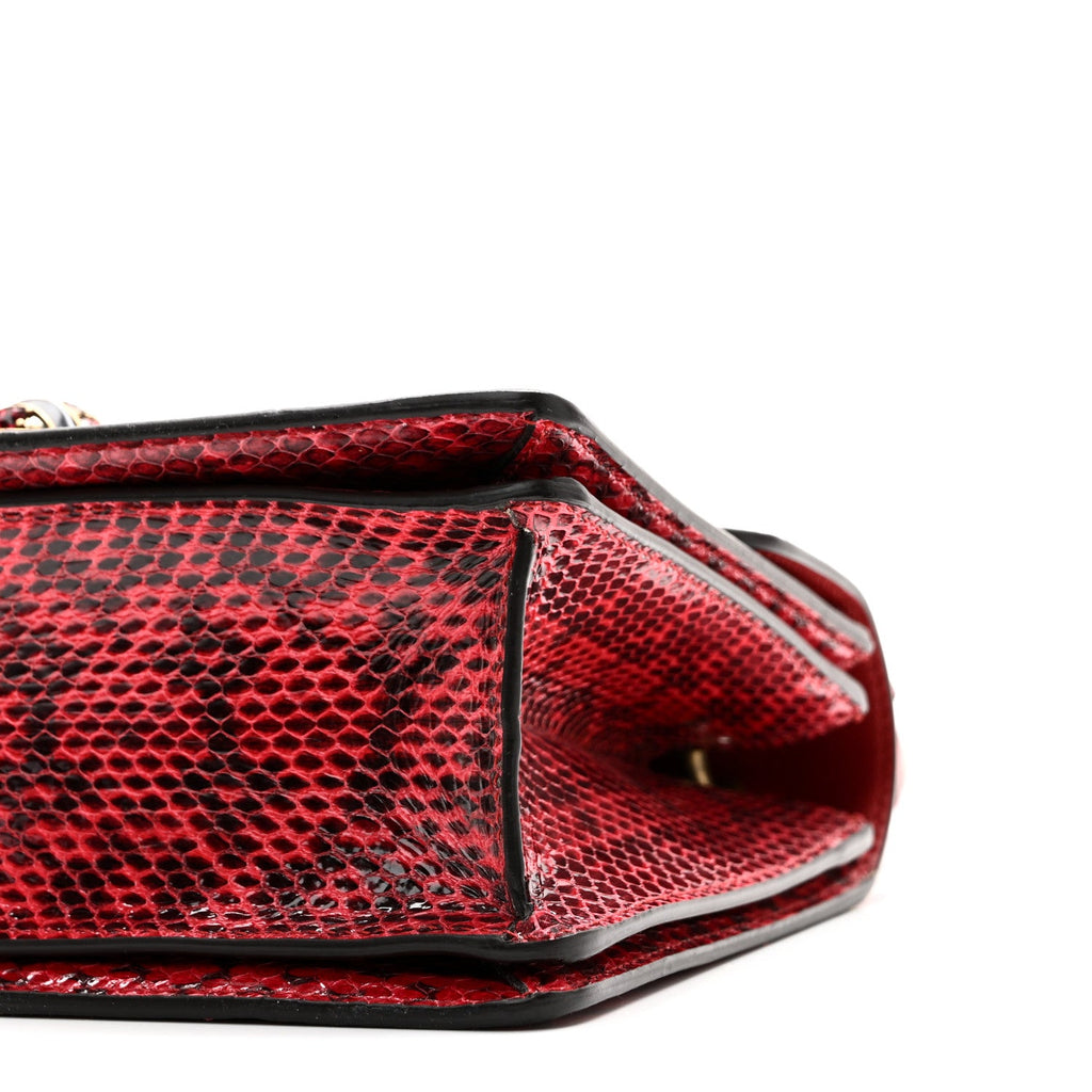 Snakeskin Sylvie Web Small Queen Margaret Top Handle Bag Red