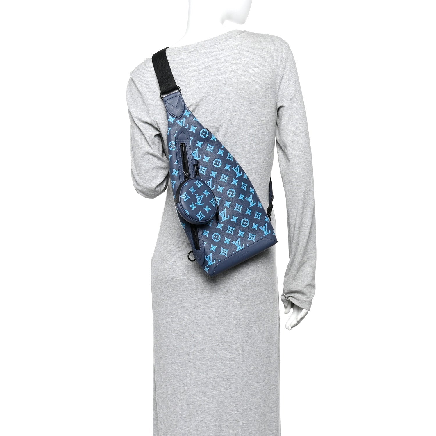 Monogram Shadow Duo Slingbag Navy River Blue
