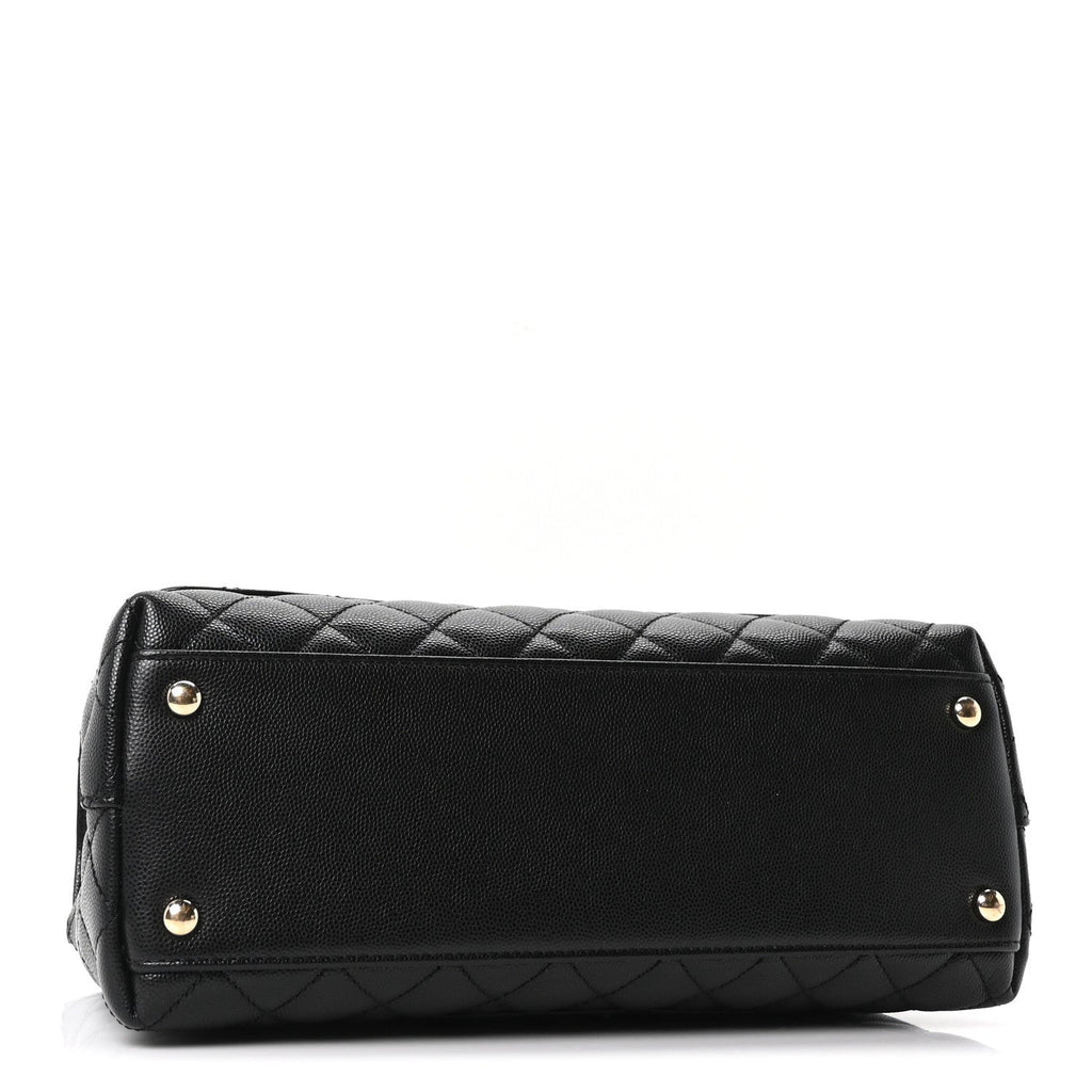 Caviar Quilted Small Coco Handle Flap Black