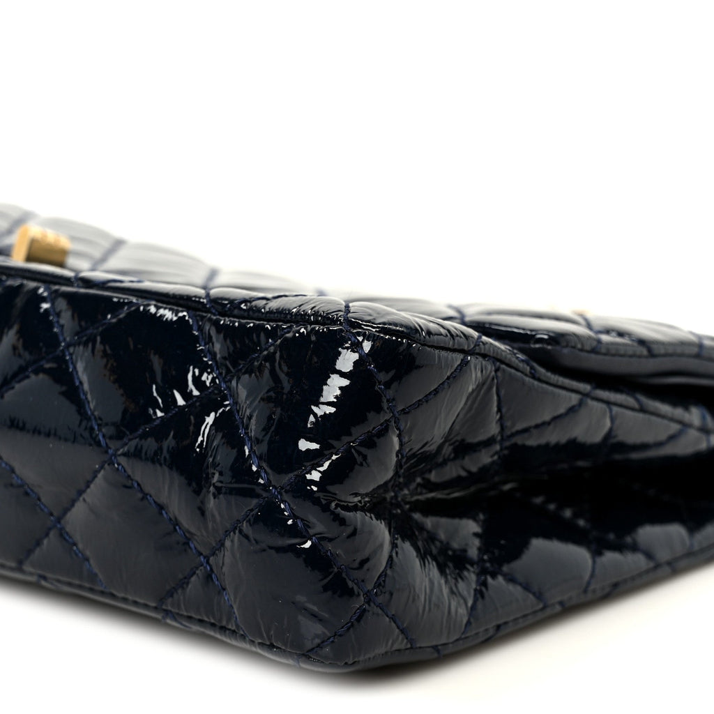 Distressed Patent Quilted 2.55 Reissue 226 Flap Blue