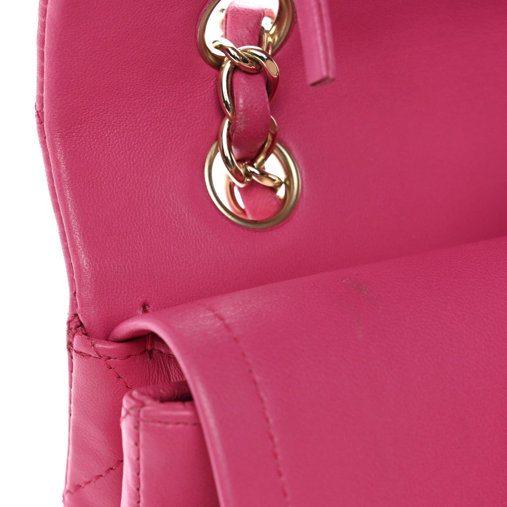 Lambskin Quilted Medium Double Flap Pink