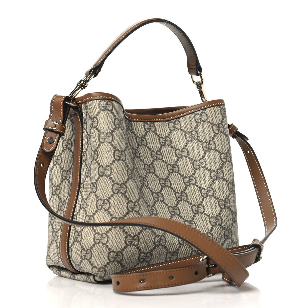 GG Supreme Monogram Emblem Small Shoulder Bag Beige Ebony Sundial