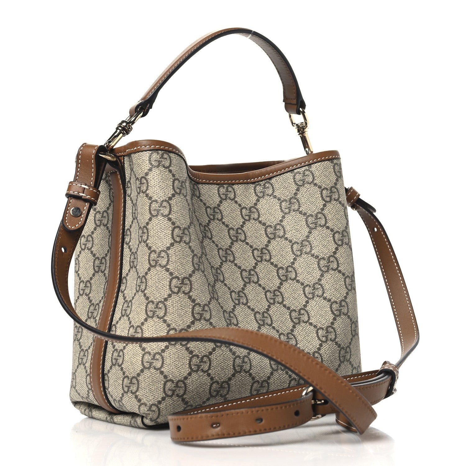 GG Supreme Monogram Emblem Small Shoulder Bag Beige Ebony Sundial