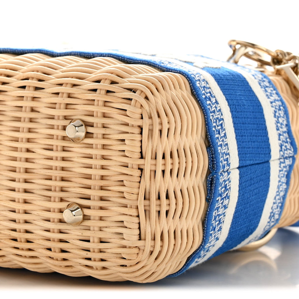 Wicker Oblique Mini Lady Dior Bag Florescent Blue