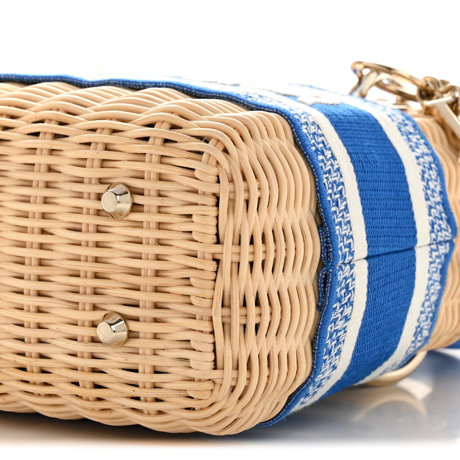 Wicker Oblique Mini Lady Dior Bag Florescent Blue