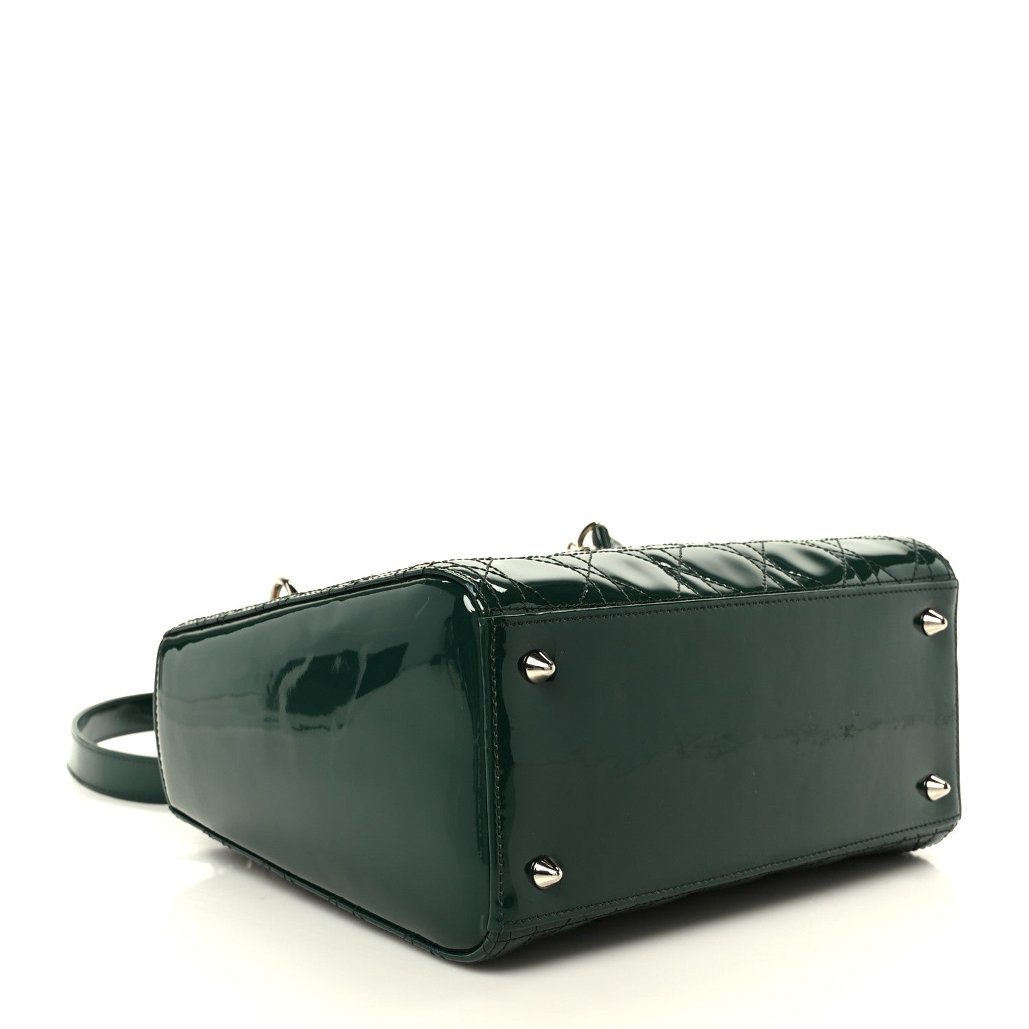 Patent Cannage Medium Lady Dior Pine Green
