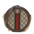 GG Supreme Monogram Web Mini Ophidia Round Shoulder Bag Brown
