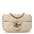 Calfskin Matelasse Super Mini GG Marmont Shoulder Bag White