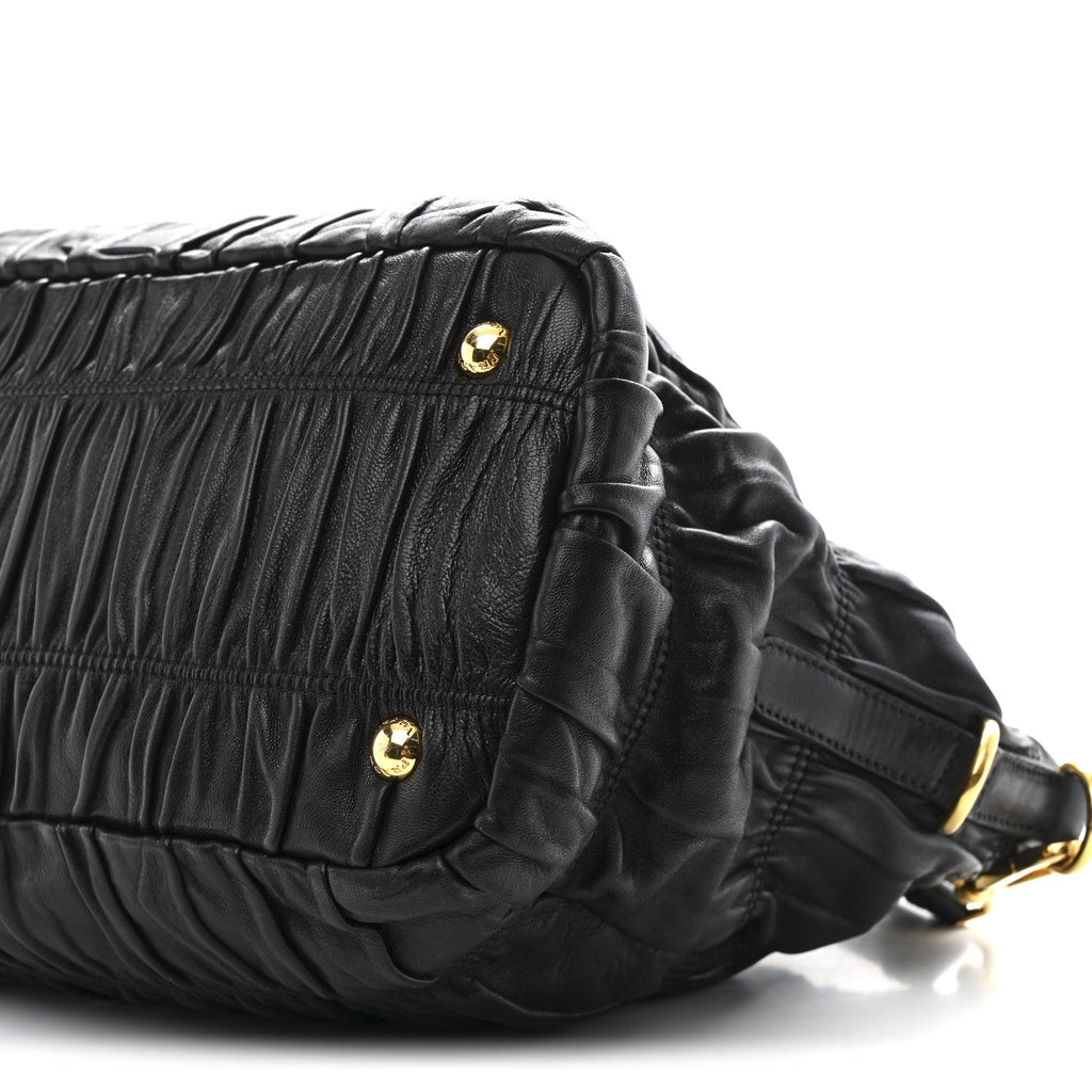 Nappa Gaufre Top Handle Satchel Black