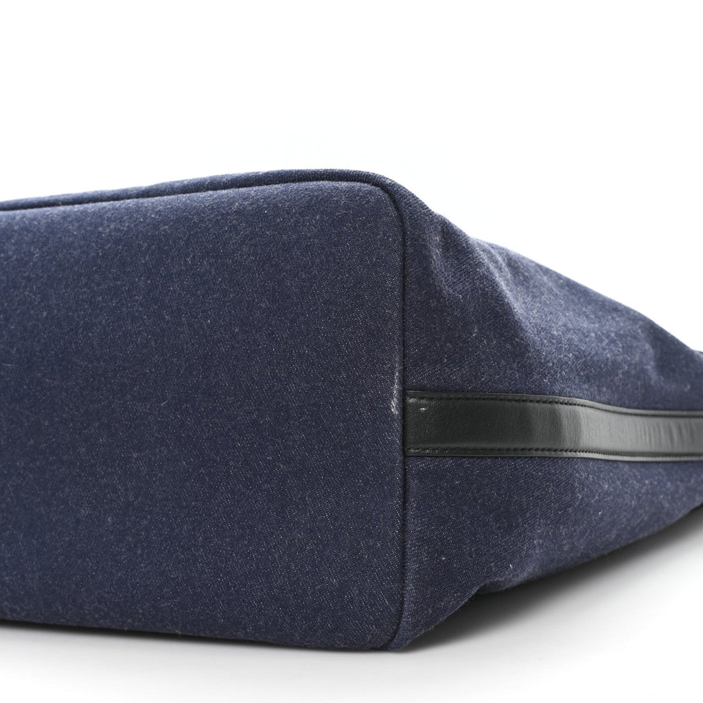 Calfskin Denim Large The Bow Bag Blue Black