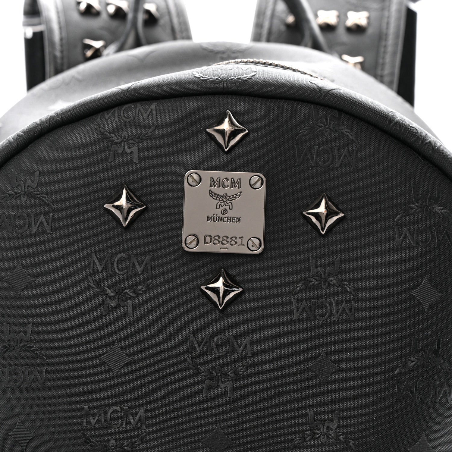 Nylon Monogram Studded Stark Medium Backpack Black