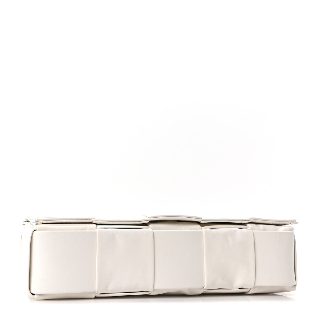 Patent Maxi Intrecciato Cassette Crossbody Bag White