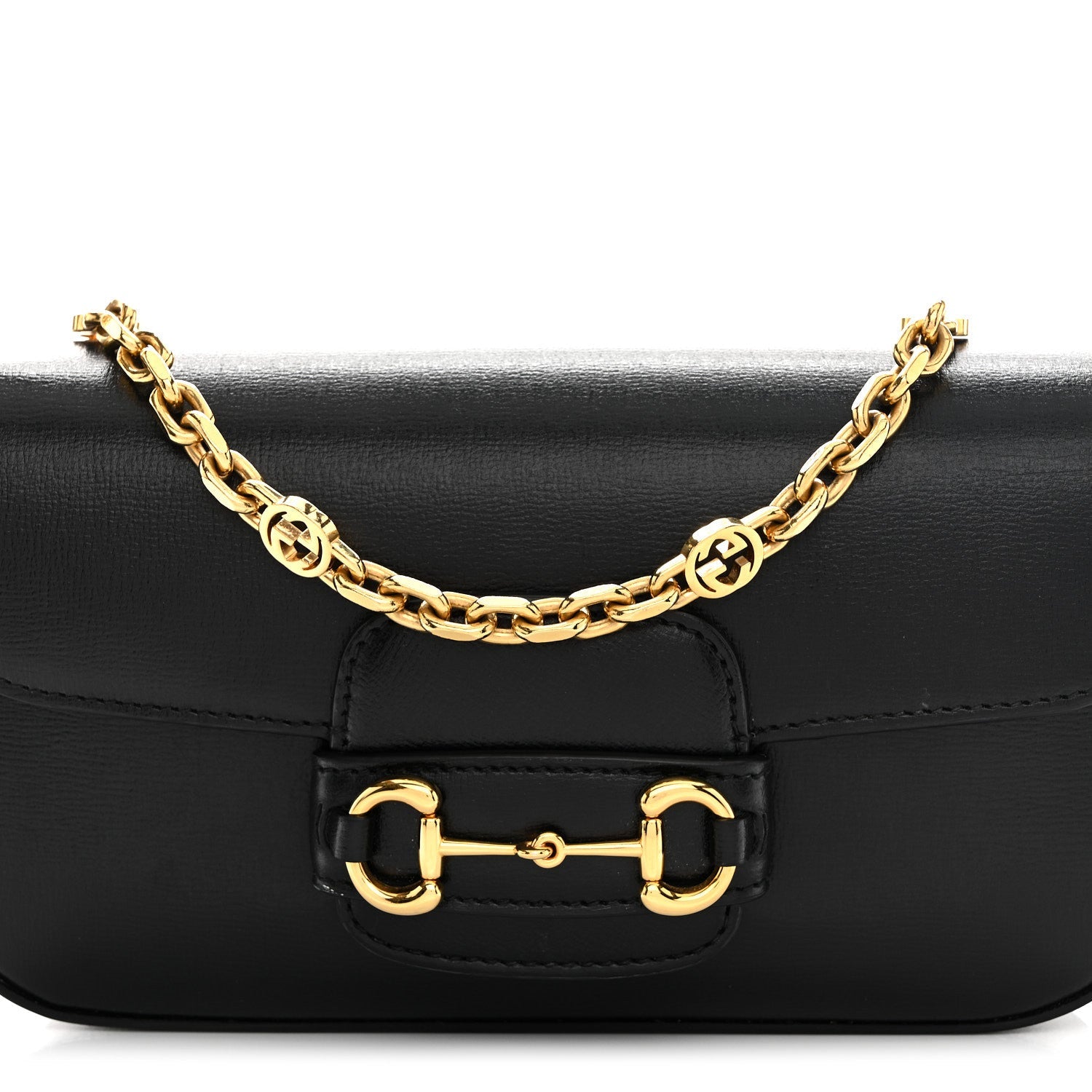 Azalea Calfskin Small Horsebit 1955 Chain Shoulder Bag Black