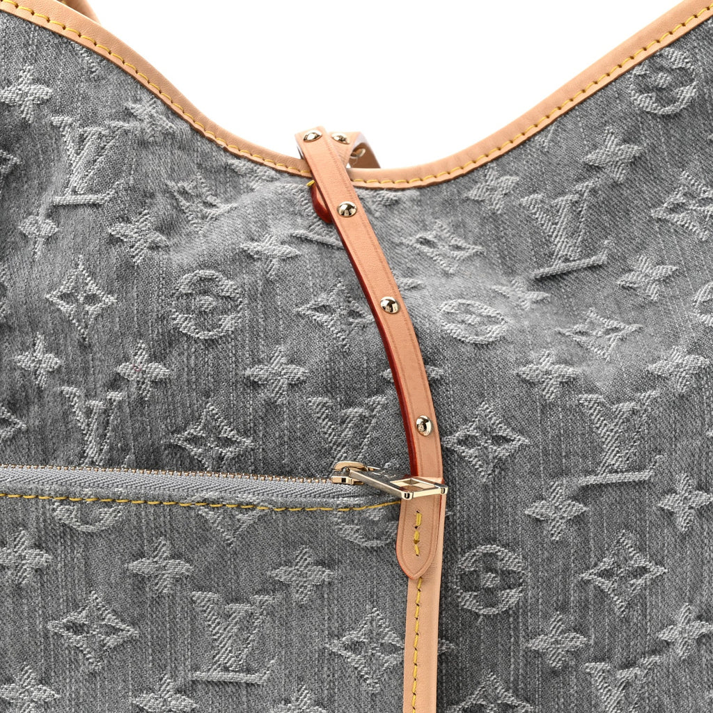 Monogram Denim CarryAll MM Washed Grey