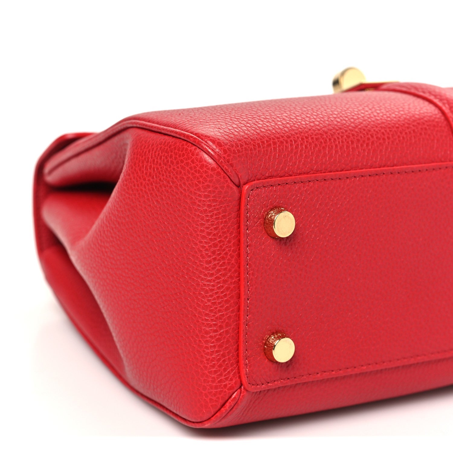 Grained Calfskin Small 16 Top Handle Bag Red