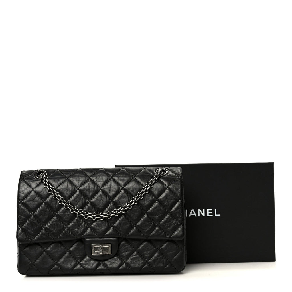 Aged Calfskin Quilted 2.55 Reissue 226 Flap Black