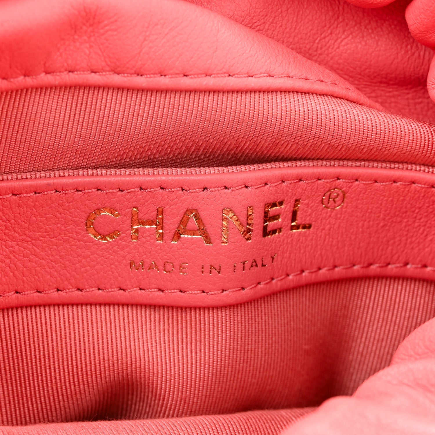 Lambskin Bucket Chain Drawstring Bag Pink