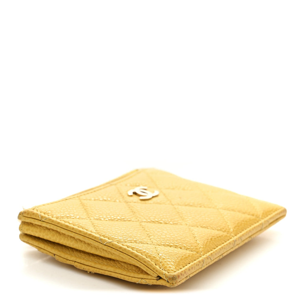 Caviar Quilted CC Zip  Holder Yellow