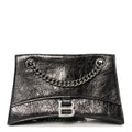 Metallic Crushed Calfskin Quilted Small Crush Chain Bag Steel Grey