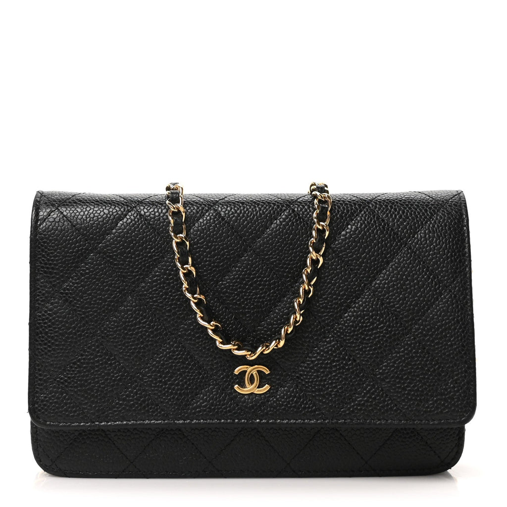 Caviar Quilted Wallet on Chain WOC Black