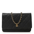 Caviar Quilted Wallet on Chain WOC Black