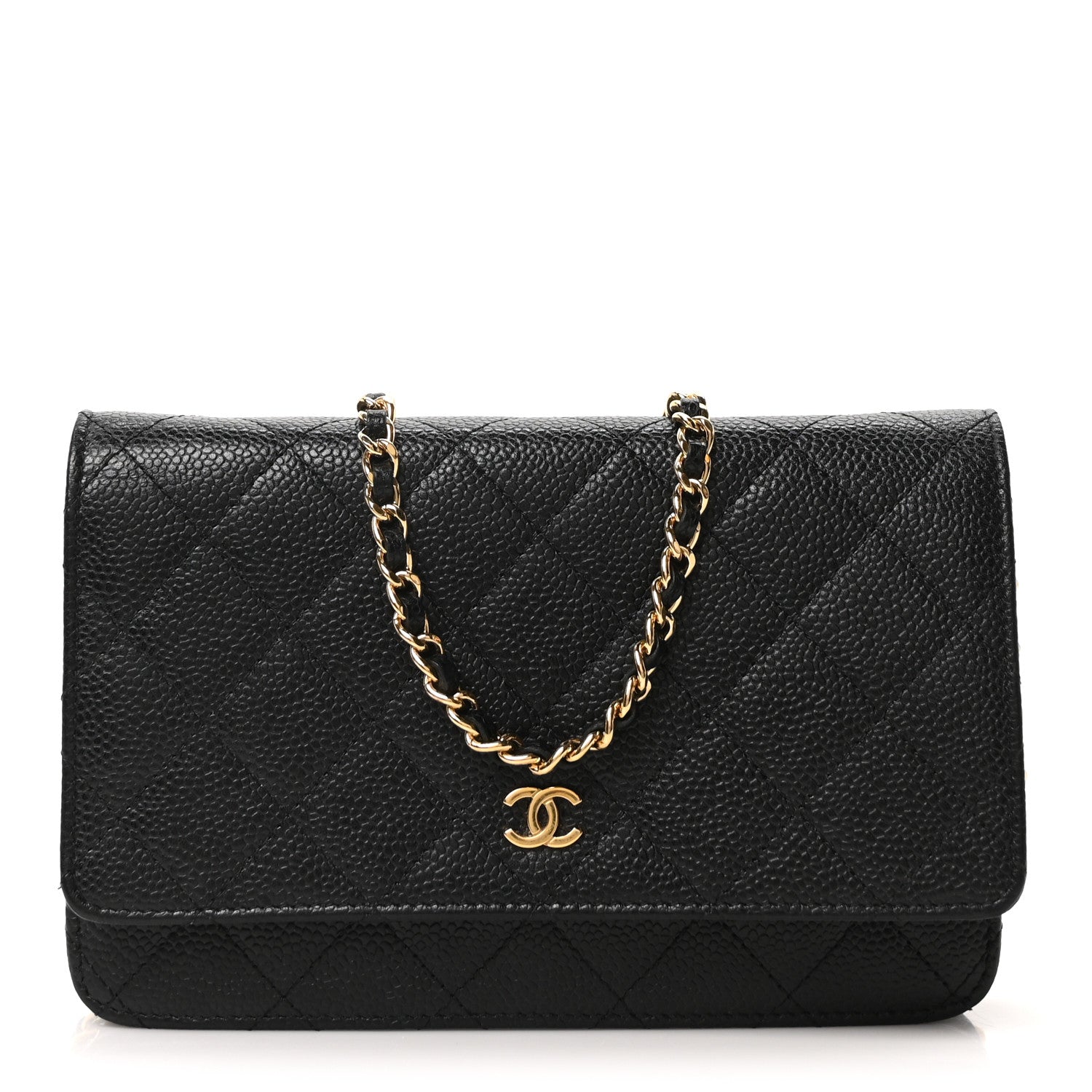 Caviar Quilted Wallet on Chain WOC Black