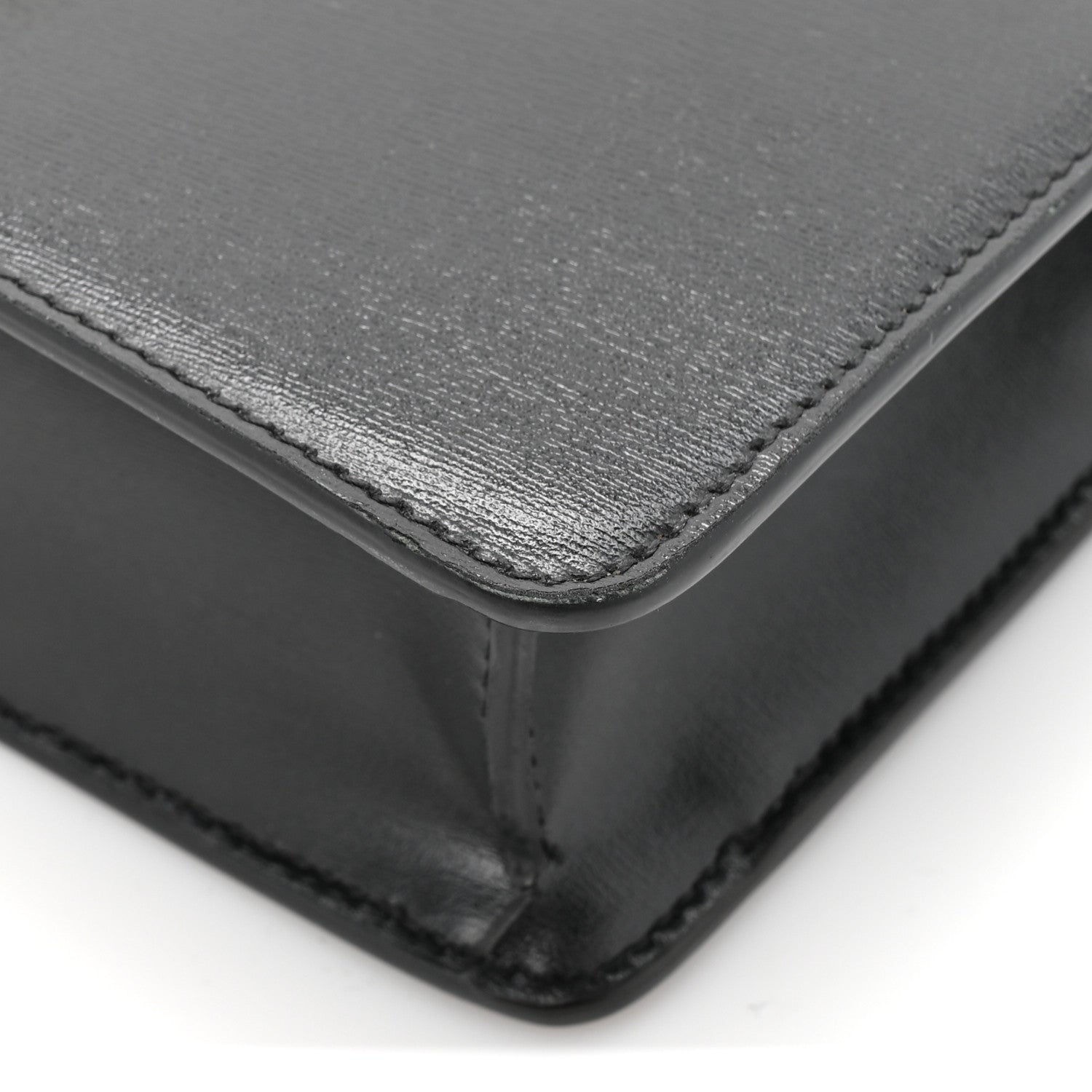 Shiny Calfskin Triomphe Margo Wallet on Chain Black