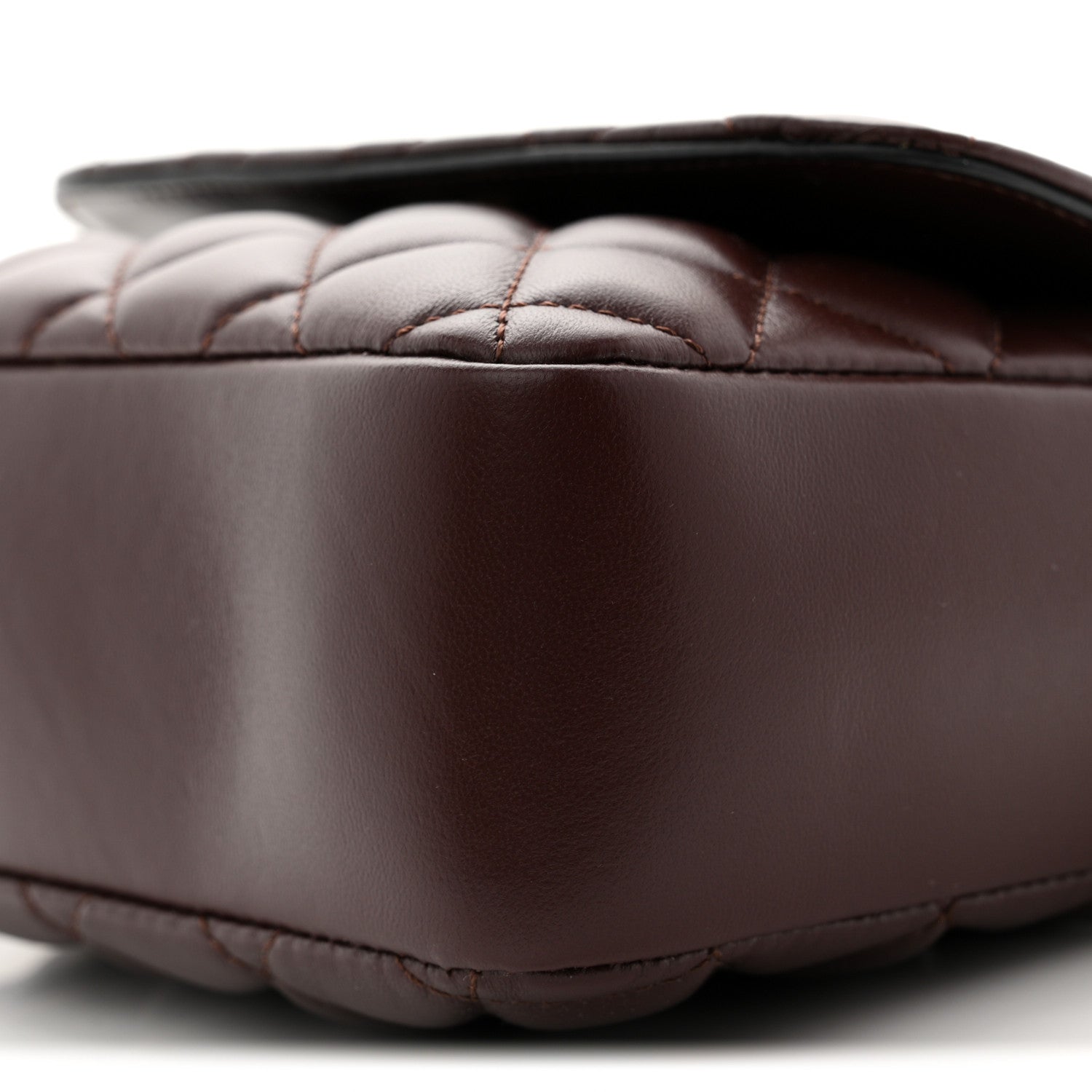 Nappa Quilted Medusa Top Handle Crossbody Flap Dark Brown