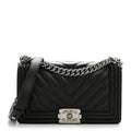 Lambskin Chevron Quilted Medium Boy Flap Black