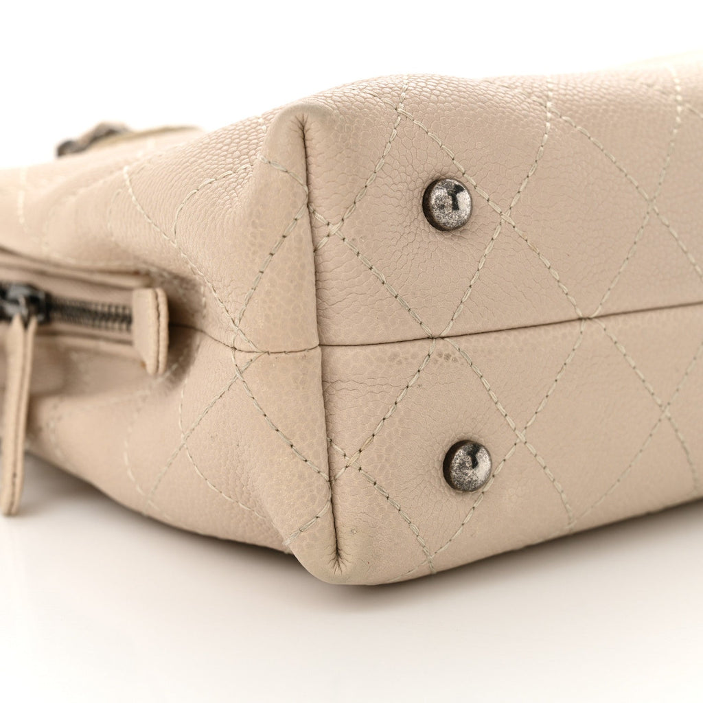 Grained Vegetal Calfskin Small Urban Shopping Tote Beige