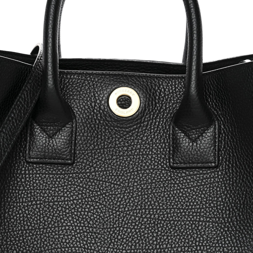 Grainy Calfskin House Check Medium Bermondsey Tote Black