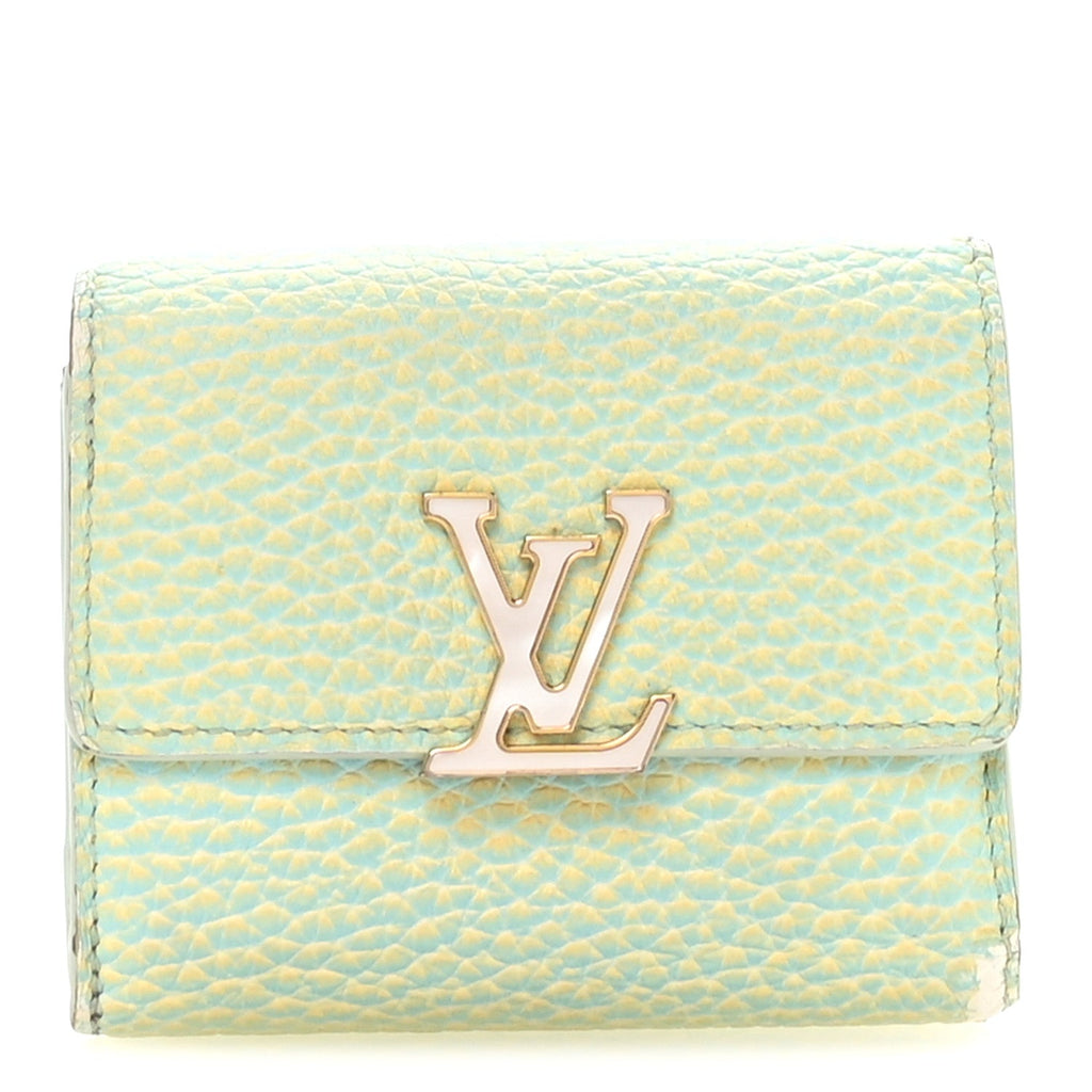 Taurillon Summer Stardust Capucines XS Wallet Vert D'Eau