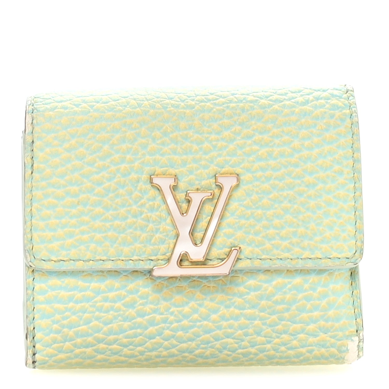 Taurillon Summer Stardust Capucines XS Wallet Vert D'Eau
