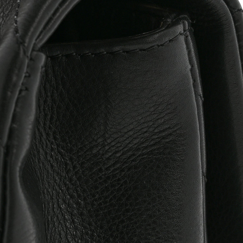 Calfskin Chevron Quilted Mini Rock The Corner Flap Black