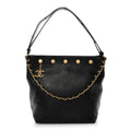 Shiny Calfskin Quilted Hobo Black